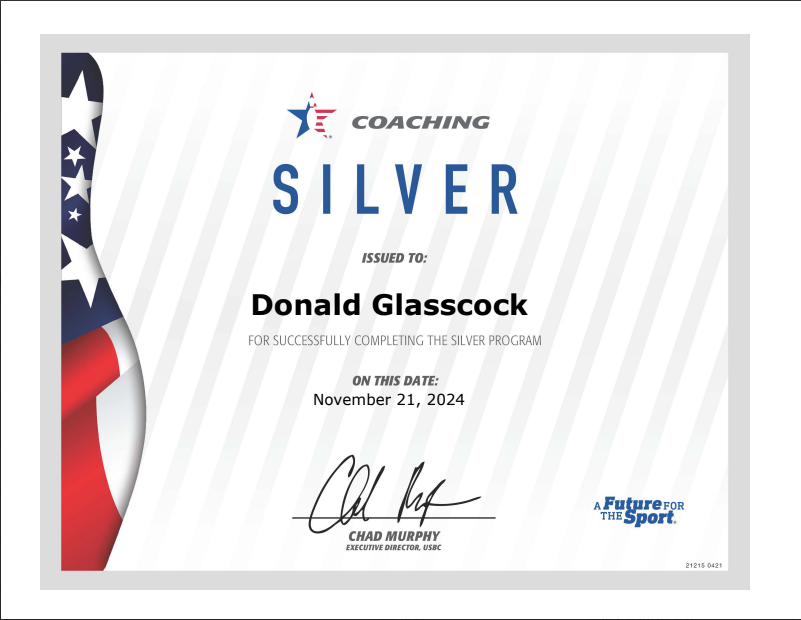 USBC Silver Coaching Certificate issued to Donald Glasscock